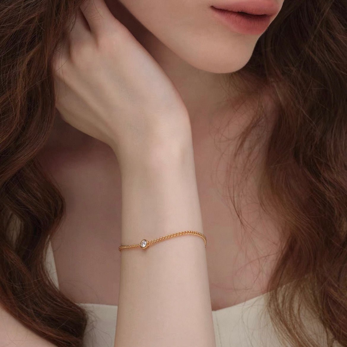 0.2ct.  Lab Grown Diamond Bracelets for women in cuban chain, conflict-free and elegant