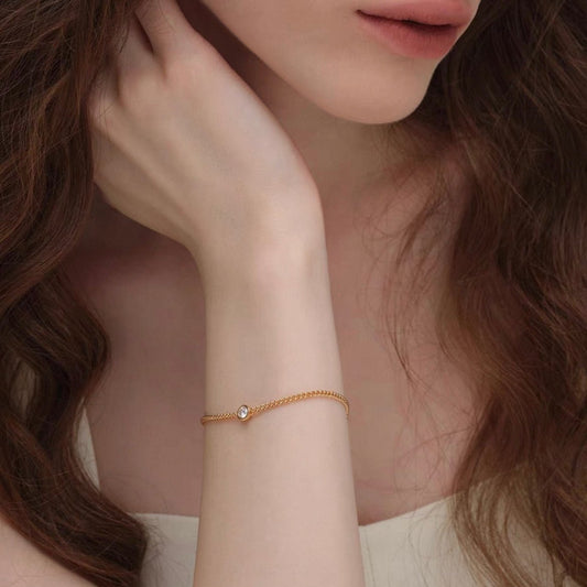 0.2ct.  Lab Grown Diamond Bracelets for women in cuban chain, conflict-free and elegant