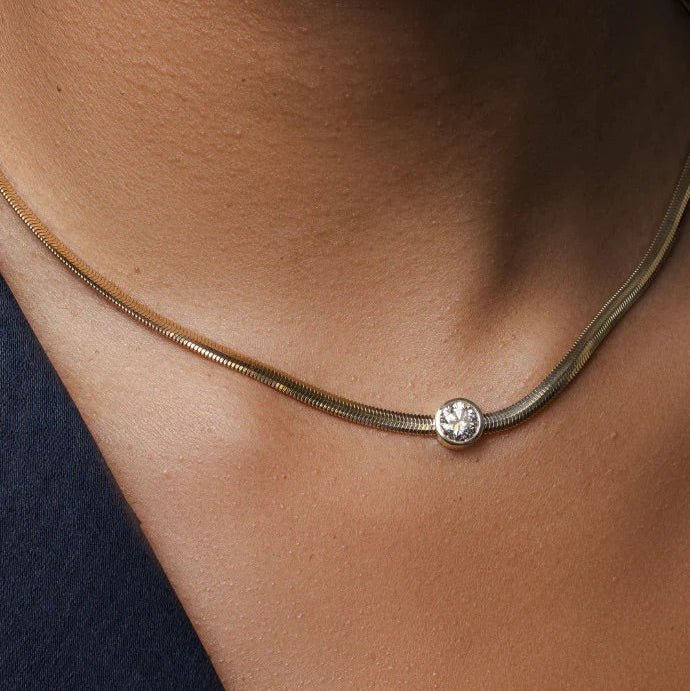 0.4carat lab grown diamond necklaces in 9k yellow gold chain for women, sustainable and elegant