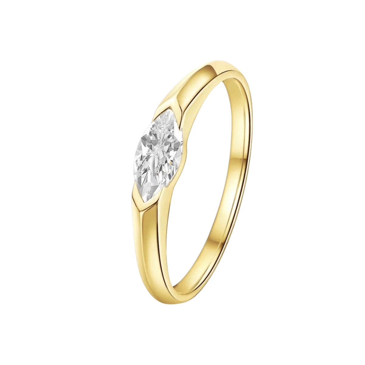 0.5 carat marquise diamond ring set in yellow gold for modern women