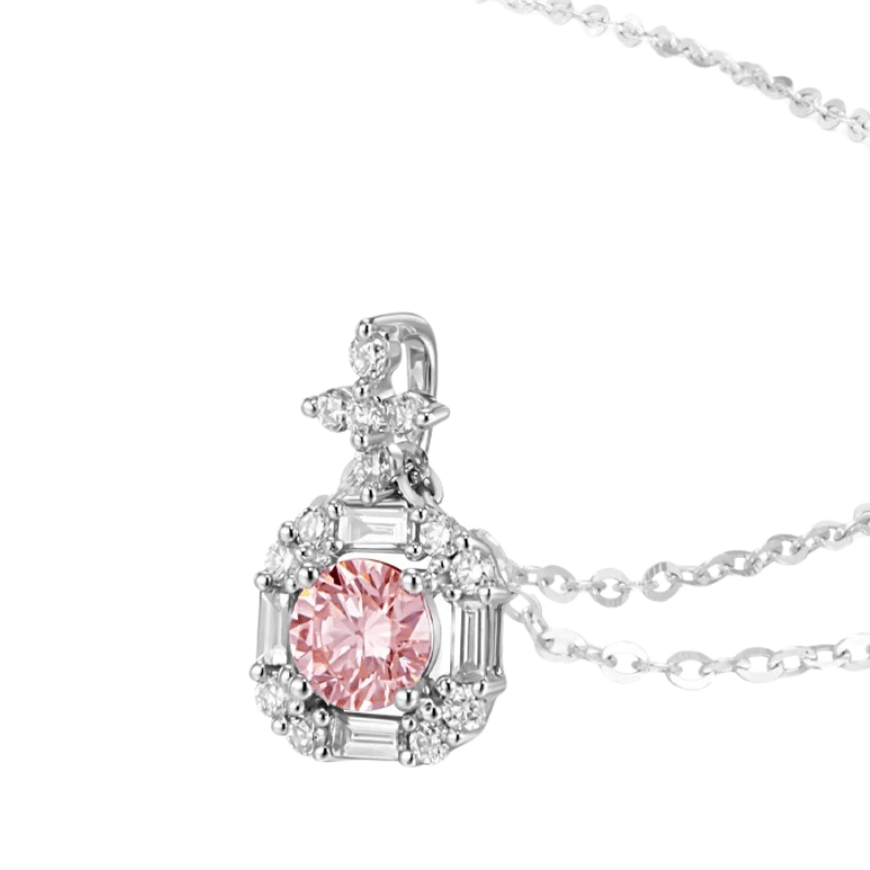 0.6carat lab grown diamond pendant necklace set in sliver chain for modern women