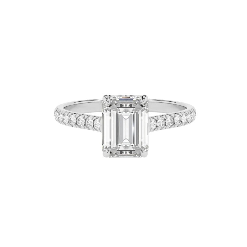 Hidden Halo Emerald Cut Diamond Rings(1.0ct.) In 14K