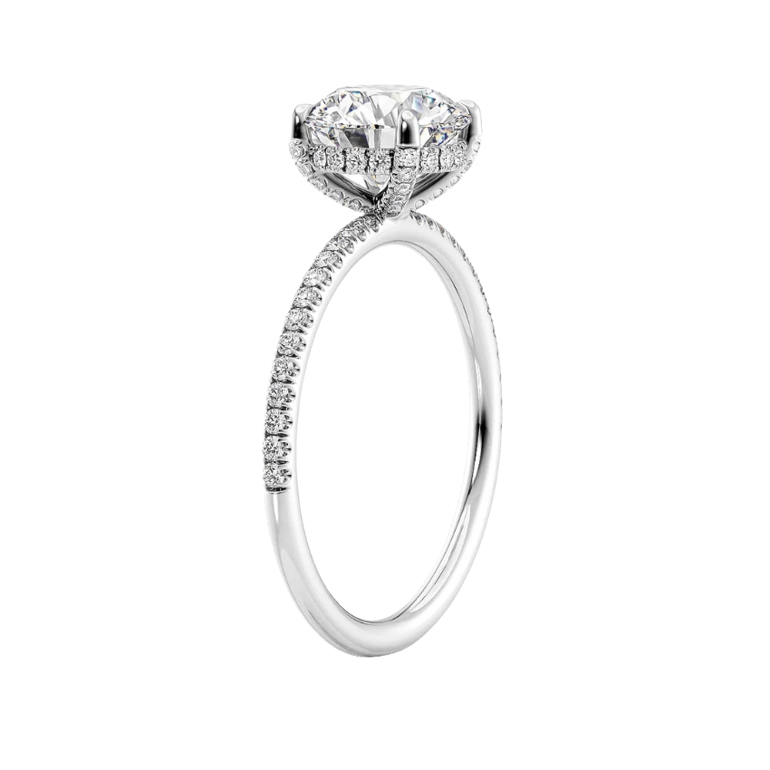 1.2carat hidden halo oval engagement ring in 14k white gold, lab grown and sustainable