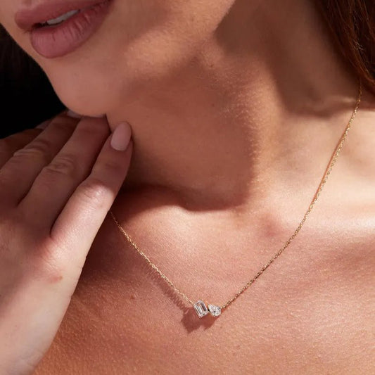 10k gold Moi et_Toi lab grown diamond necklace fro anniversaries gift