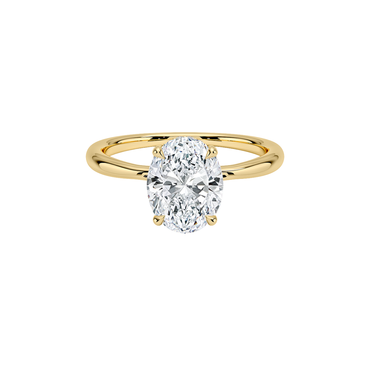 Oval Diamond Hidden Halo Ring(1.0ct.) In 14K Yellow Gold