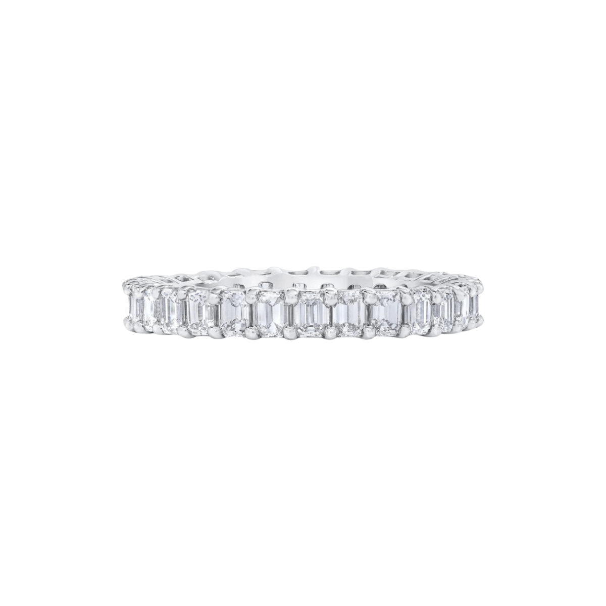 elegant 3 carat Emerald Cut diamond eternity band for women set in 14k white gold