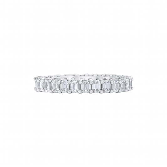 elegant 3 carat Emerald Cut diamond eternity band for women set in 14k white gold