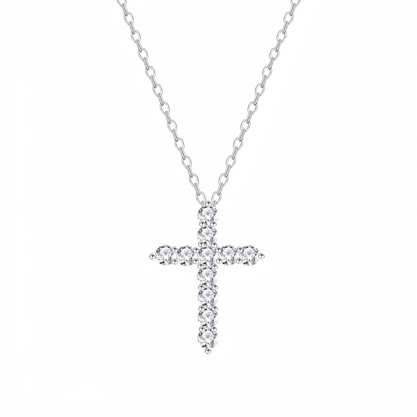 1/3 Carat Diamond Cross Silver Necklace Women
