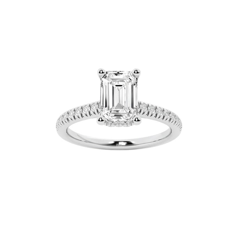 1 carat emerald cut diamond engagement ring in 14k white gold for    proposals