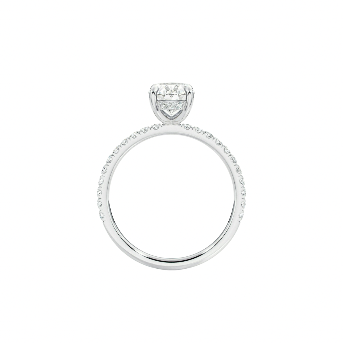 Hidden Halo Oval Diamond Ring(1.0ct.) In 14K