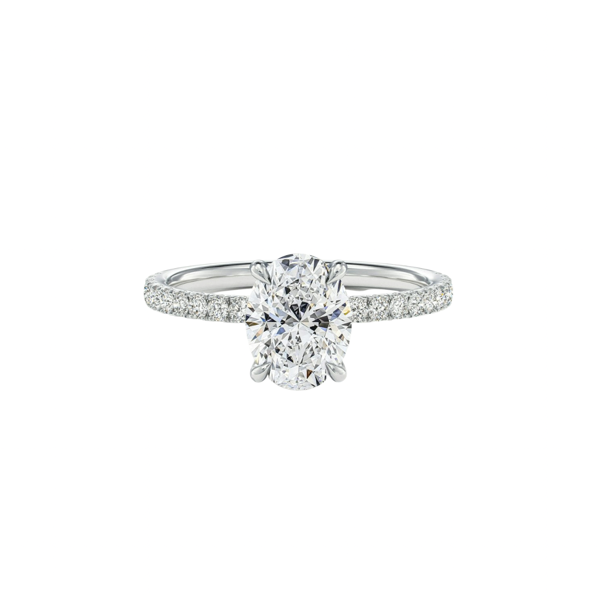 Hidden Halo Oval Diamond Ring(1.0ct.) In 14K