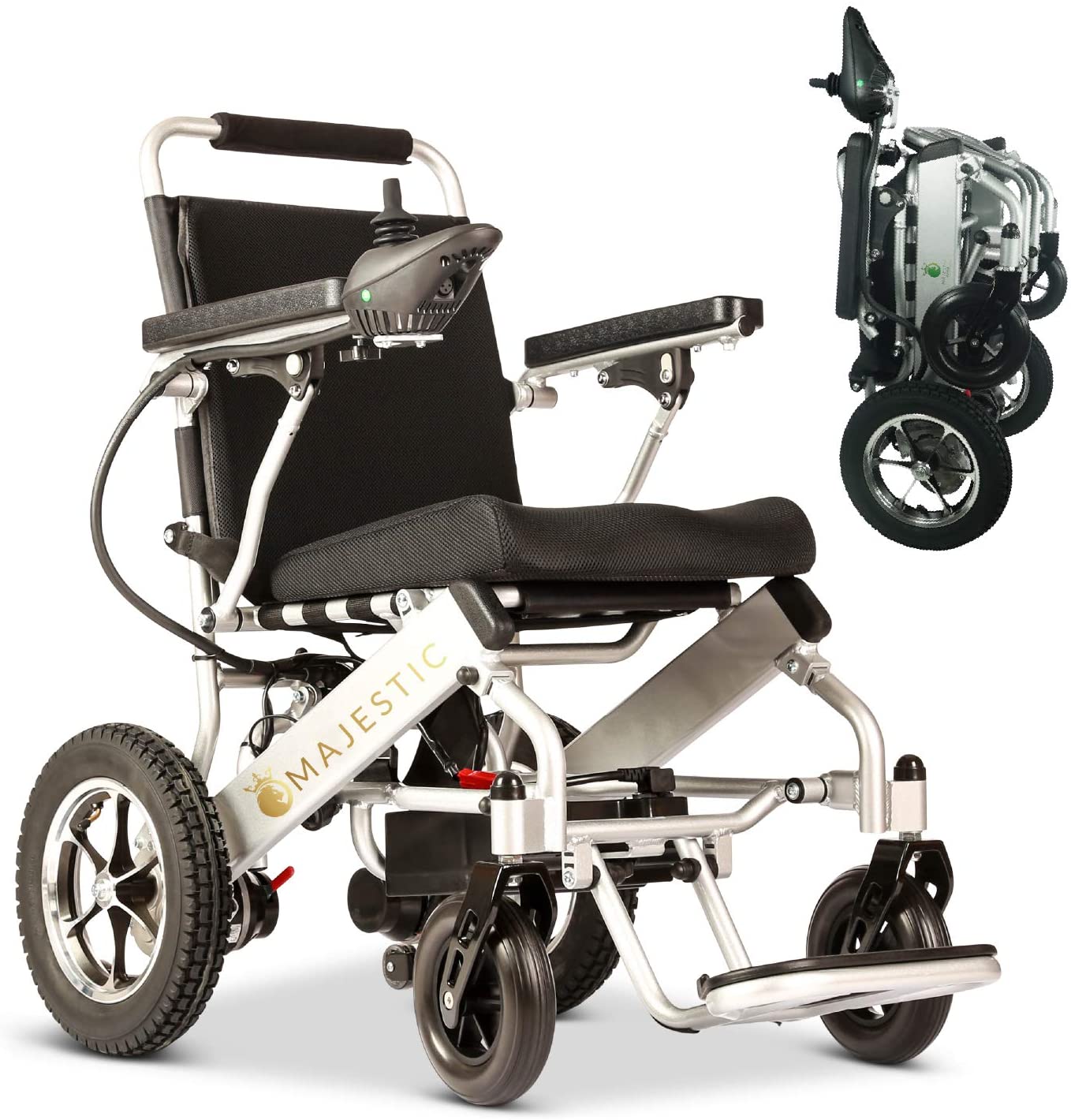 2020 New Folding Ultra Lightweight Electric Power Wheelchair, Silla de Ruedas Electrica, FDA Approved and Air Travel Allowed, Heavy Duty, Mobility Motorized, Portable Power (17.5′′ Seat Width)