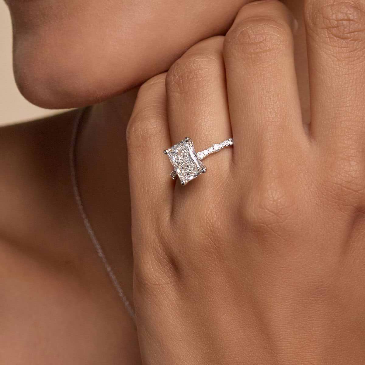 Radiant Cut Engagement Rings(1.0ct.) In 14K Gold Lab Diamond