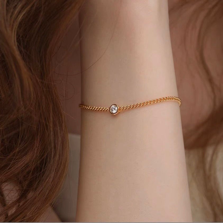 bezel set 0.2carat  round brilliant lab grown diamond bracelet for women