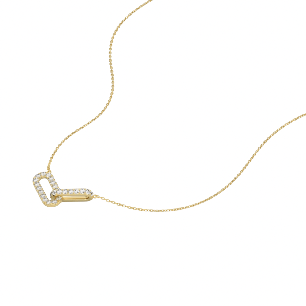 9k yellow gold paperclip chain necklace featured lab grown diamonds, ideal for anniversary gifts