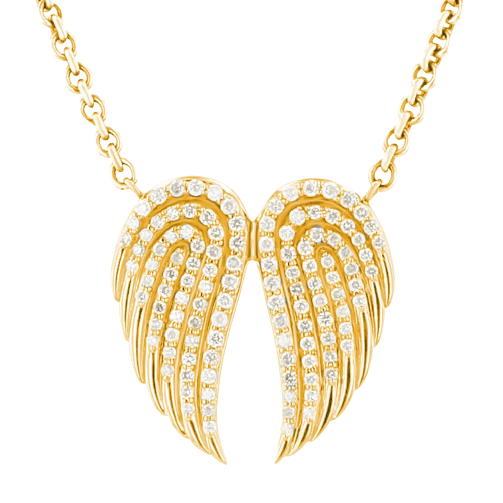 Angel Wing Diamond Necklace For Women(1/2ct.tw.) In 9K