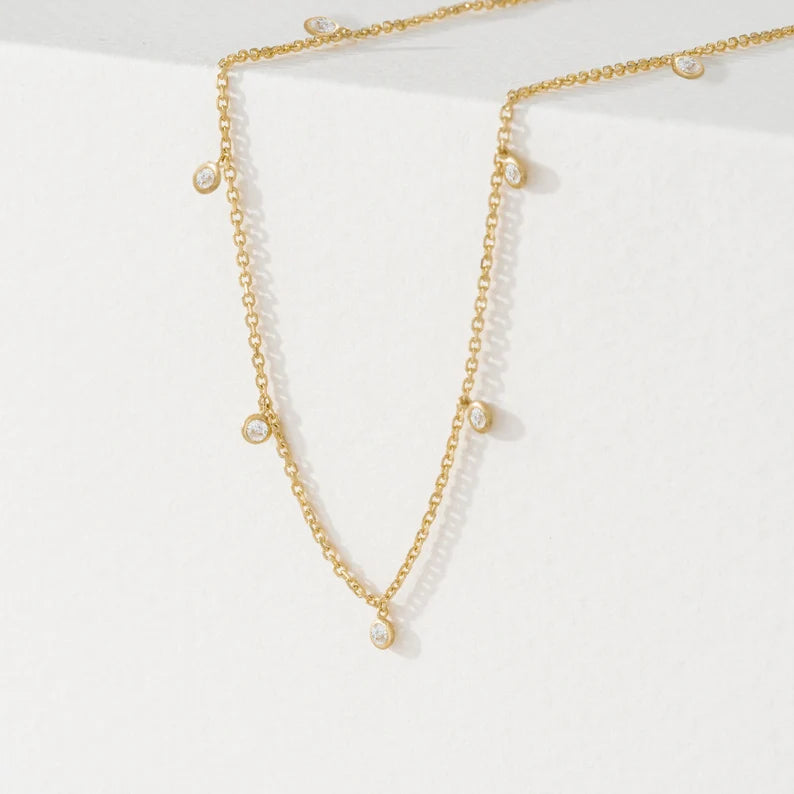 Bezel Set Floating Diamond Necklace (3/10 ctw.) In 9k