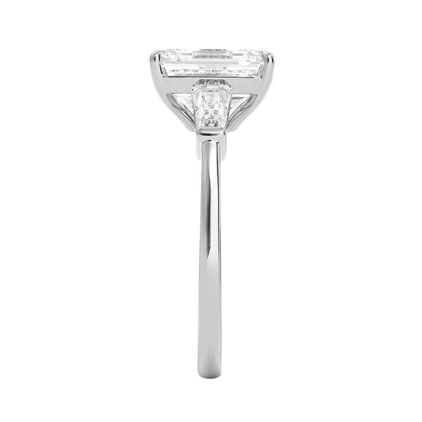 14k White Gold Emerald Cut Diamond Three Stone Engagement Ring(1.0ct.)