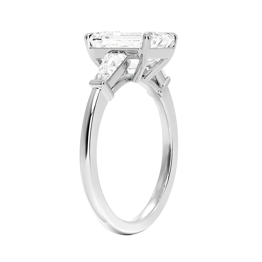 14k White Gold Emerald Cut Diamond Three Stone Engagement Ring(1.0ct.)