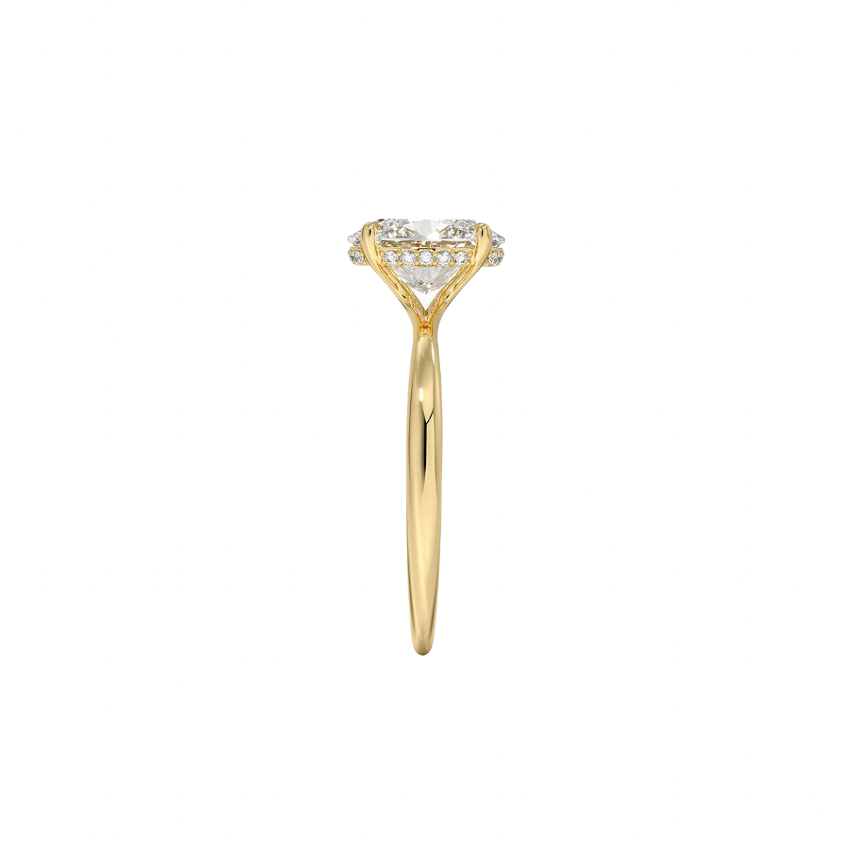 Oval Diamond Hidden Halo Ring(1.0ct.) In 14K Yellow Gold