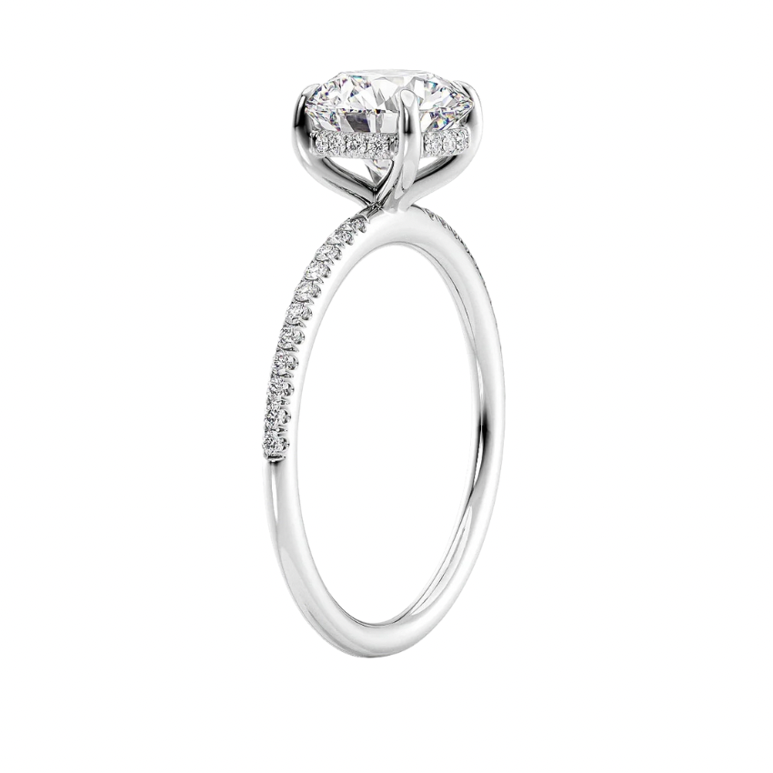 Hidden Halo Emerald Cut Diamond Rings(1.0ct.) In 14K