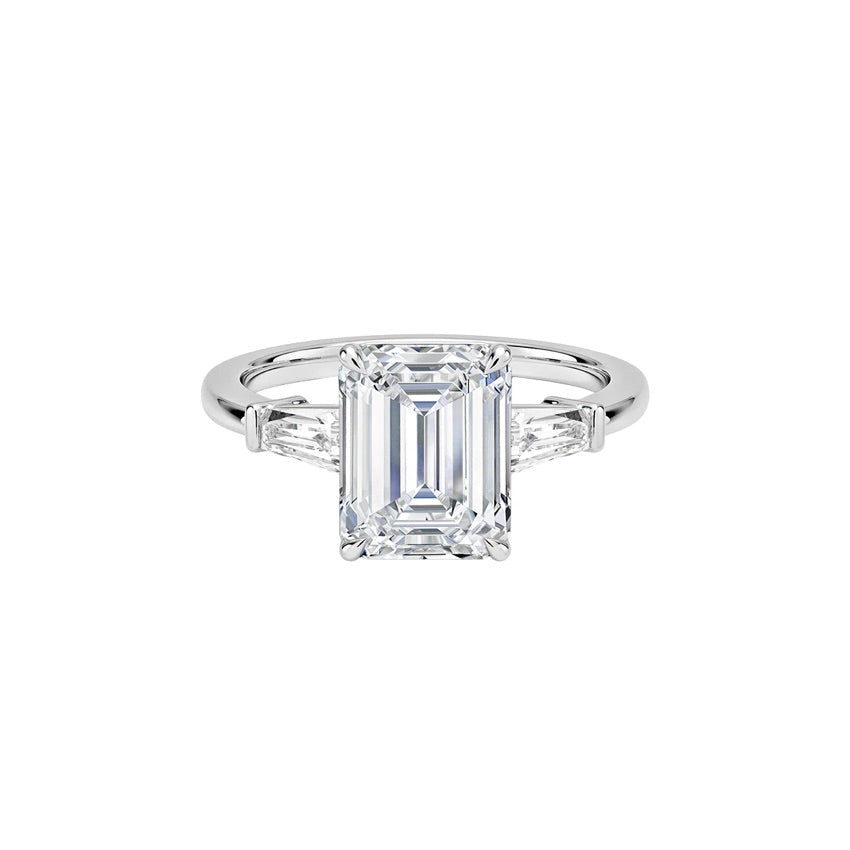 14k White Gold Emerald Cut Diamond Three Stone Engagement Ring(1.0ct.)