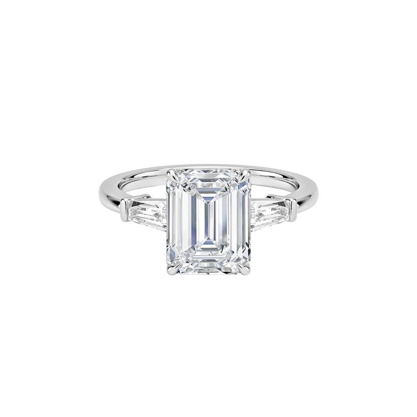 1 carat Emerald Cut three stone diamond ring for women