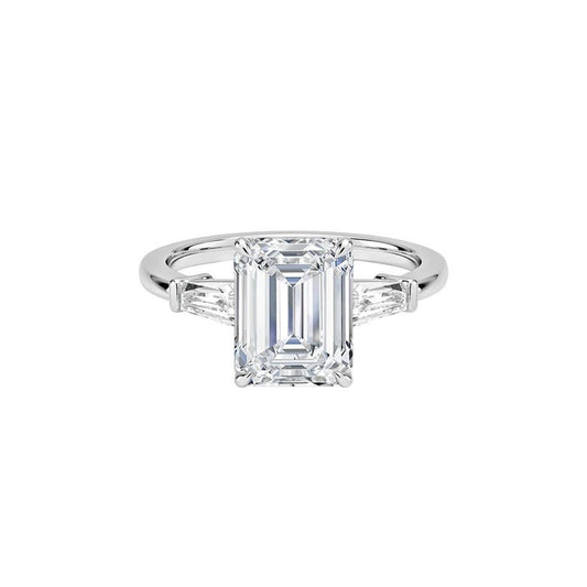 1 carat Emerald Cut three stone diamond ring for women