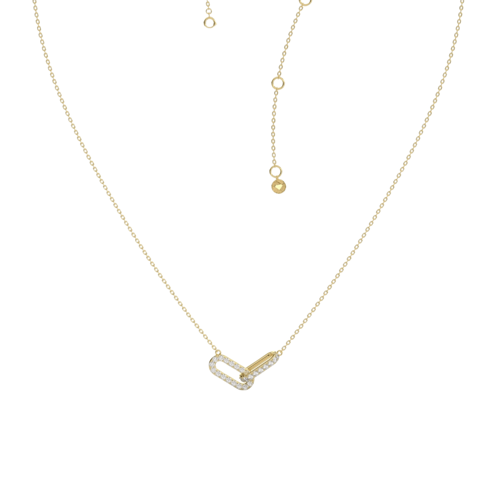 lab grown diamond necklaces in 9k yellow gold chain, paperclip design, perfect for women to daily wear