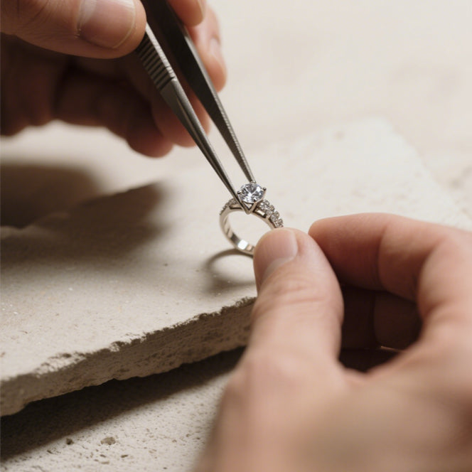 Marking and drilling ring settings for accurate diamond placement in jewelry making