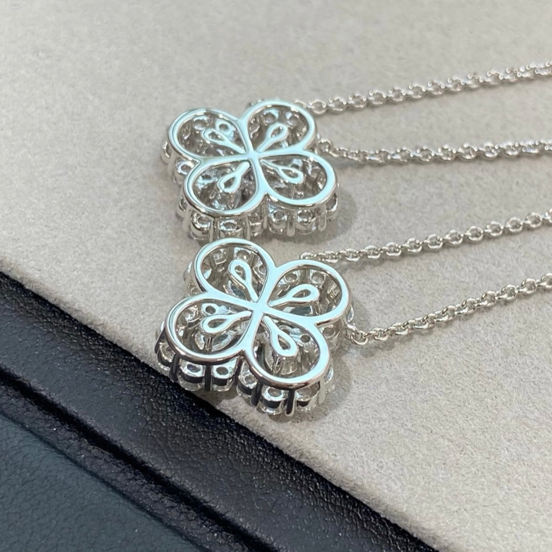 Four-Leaf Clover Sterling Silver Necklace With 3/5 CT. Real Diamond