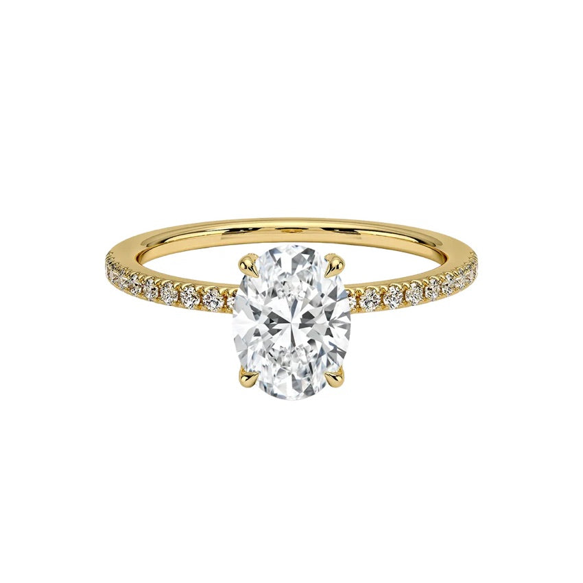 Oval Diamond Hidden Halo Engagement Ring(1.0ct.) In 14k