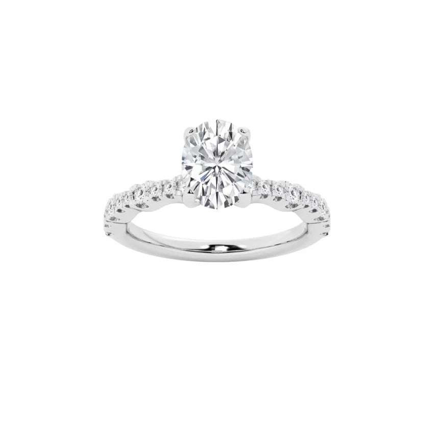 Oval Diamond Rings(1.0ct.) in 14K White Gold