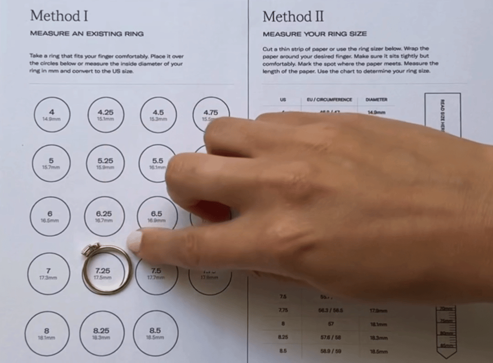 Method 1: Measure your ring using the ring size chart