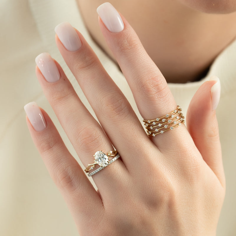 Vine Nature Inspired Oval Diamond Engagement Ring(1.0ct.) in 14K