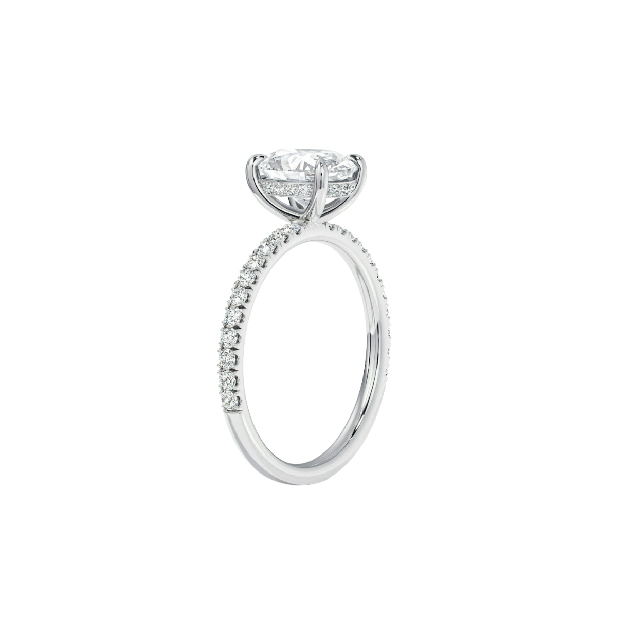 Hidden Halo Oval Diamond Ring(1.0ct.) In 14K