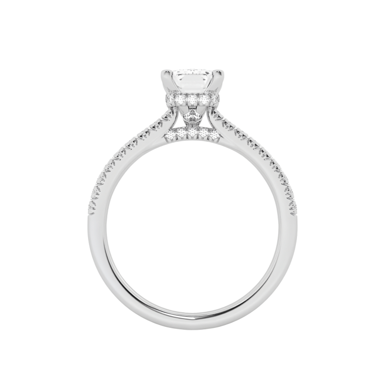 1 ct. lab grown diamond rings featured emerald cut diamond in 14k white gold for anniversaries