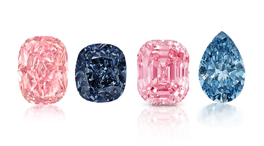 Pink and blue lab-grown diamonds