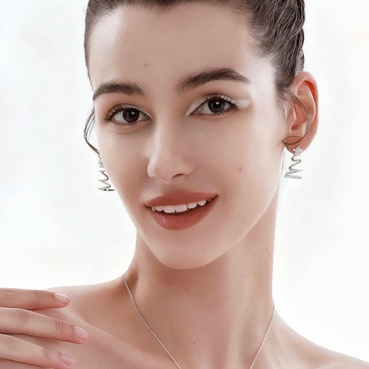 Christmas Tree Lab Grown Diamond Earrings In Silver