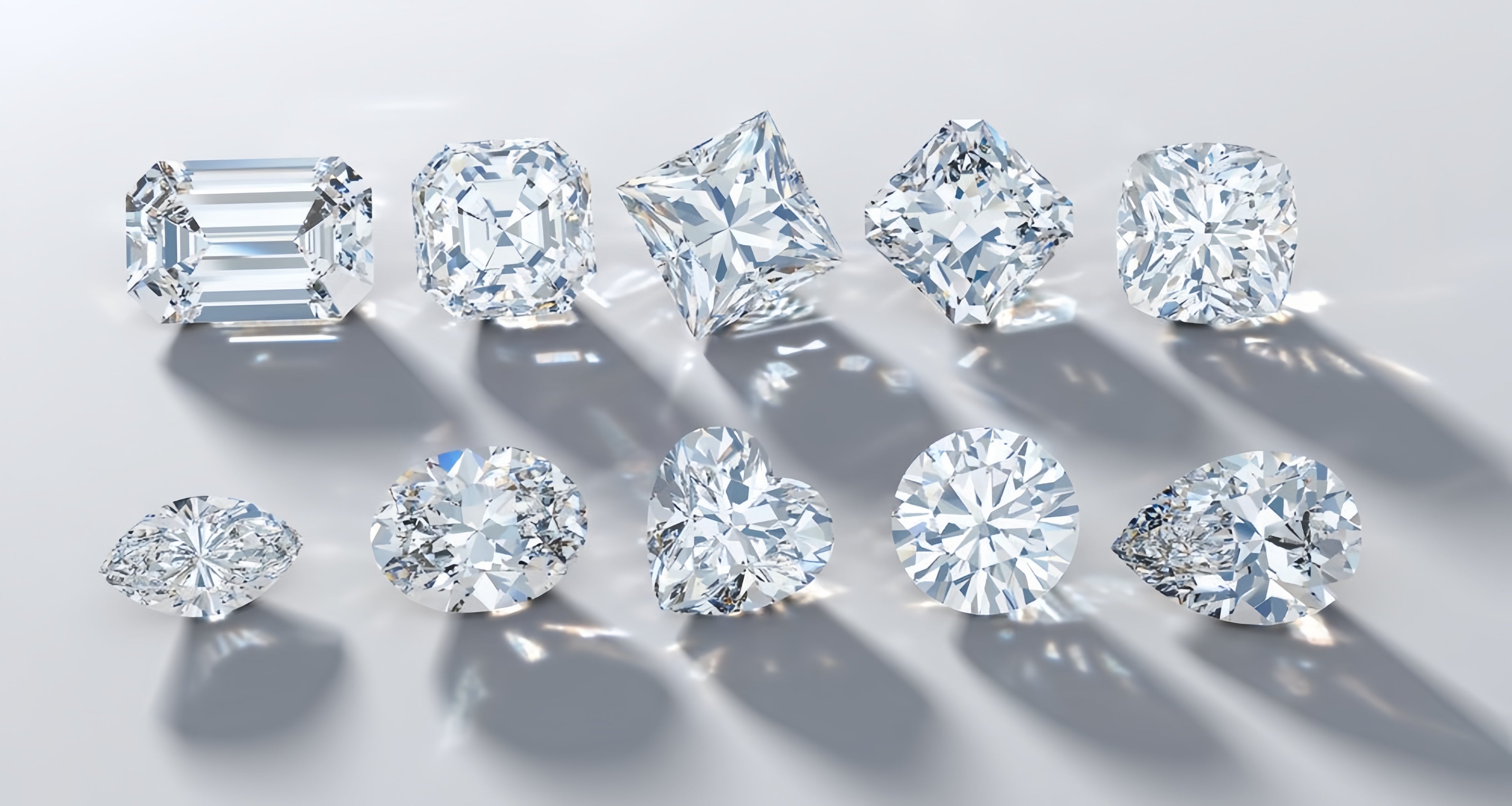 Collection of diamonds displaying various cut styles and brilliance