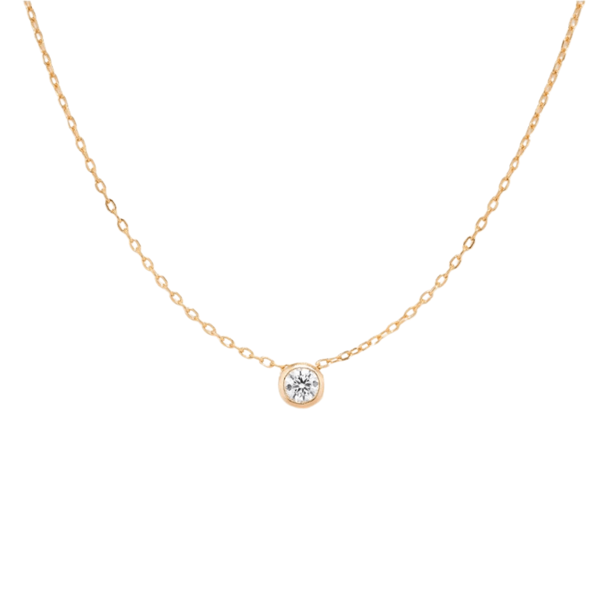 bezel set 0.3 carat lab grown diamond necklace in 9k gold chain, suitable for birthday gift