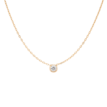 bezel set 0.3 carat lab grown diamond necklace in 9k gold chain, suitable for birthday gift
