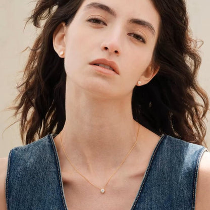 0.3 ct. lab grown diamond necklace in yellow gold chain for women to daily wear