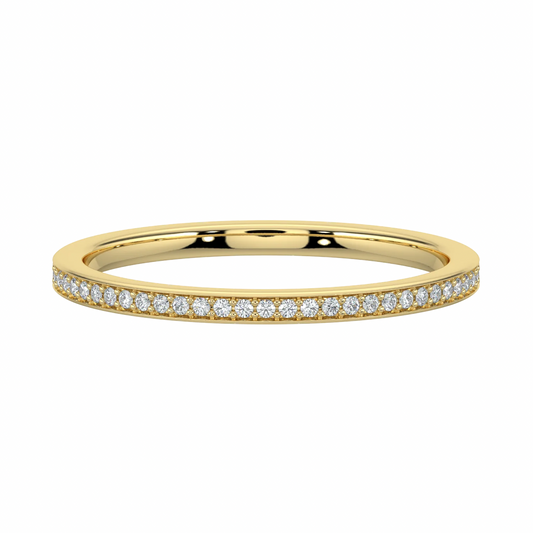 simple pave ring set in 9k yellow gold, featured 0.5 carat lab grown diamonds, ideal for daily wear