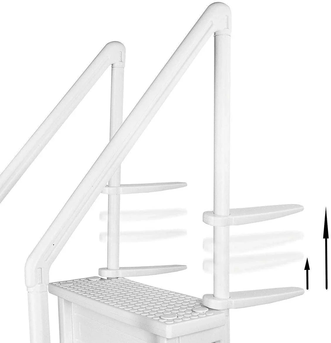 Select Anti-Slip in-Pool Steps | Gray | for Above Ground Swimming Pools | Can Mount to Decks 48" to 54" H | Safety Stairs Capacity Up to 300 lbs