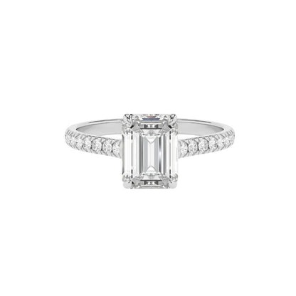 emerald cut 1 carat diamond engagement rings for brides, lab grown and IGI certifed
