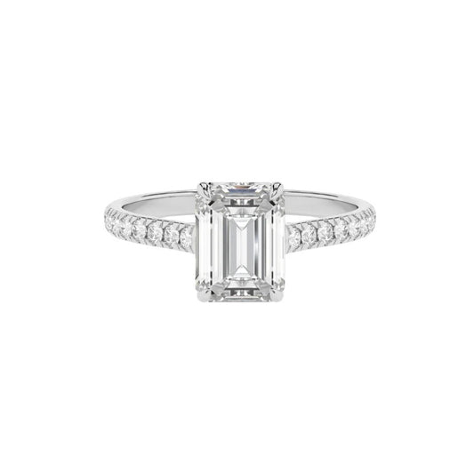 Hidden Halo Emerald Cut Diamond Rings(1.0ct.) In 14K