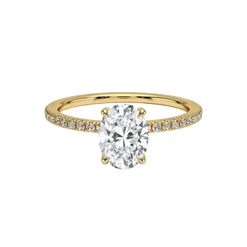 1.25ct. hidden halo engagement ring featured oval lab grown diamond, ideal for proposals