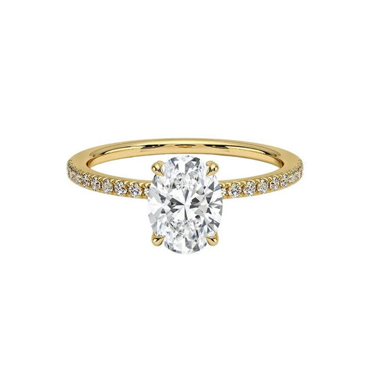 1.25ct. hidden halo engagement ring featured oval lab grown diamond, ideal for proposals