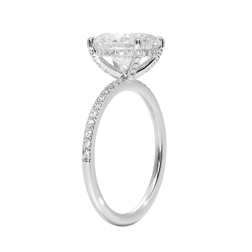 1.25ct. oval cut Hidden Halo Ring for weddings or engagements, lab grown & sustainable
